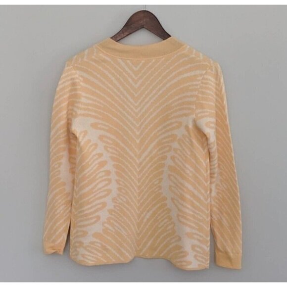 Soft Surroundings Sz M Yellow Striped Open Front Sweater Cardigan Womens - Picture 2 of 7